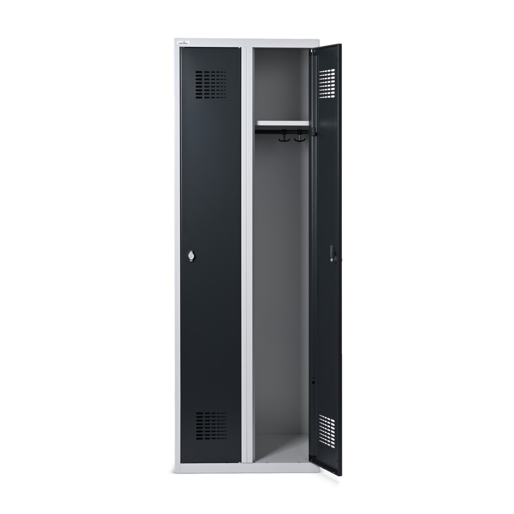 Casier au sol Steinbock®, 2 compartiments, fermeture à pêne tournant, HxlxP 1 800 x 600 x 500 mm, gris clair / gris anthracite N° de l'image du produit 4 : Casier au sol Steinbock®, 2 compartiments, fermeture à pêne tournant, HxlxP 1 800 x 600 x 500 mm, gris clair / gris anthracite