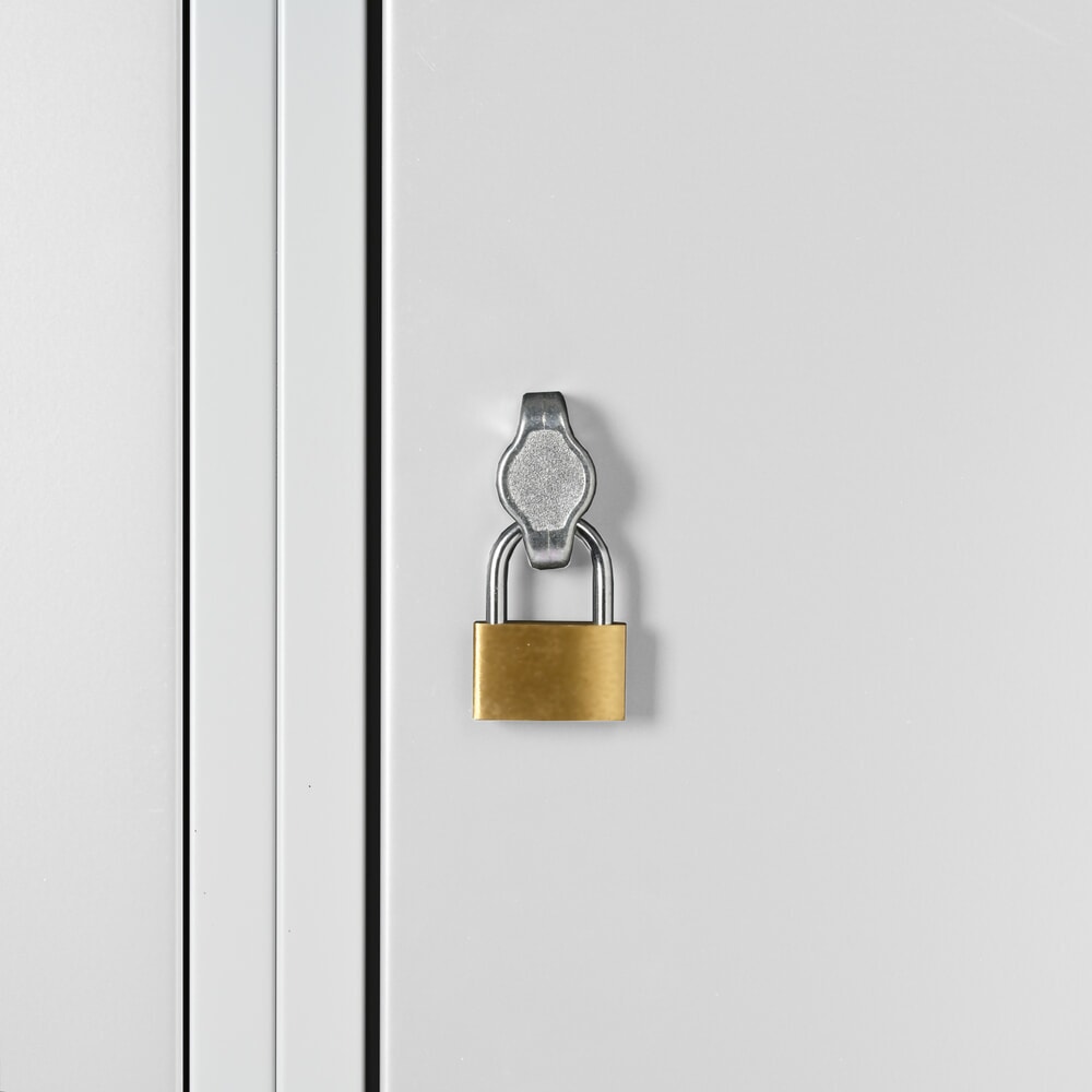 N° de l'image du produit 2 : Casier double au sol Steinbock®, 2 compartiments, paroi de séparation centrale, fermeture à pêne tournant, HxlxP 1 800 x 800 x 500 mm, gris clair / gris clair
