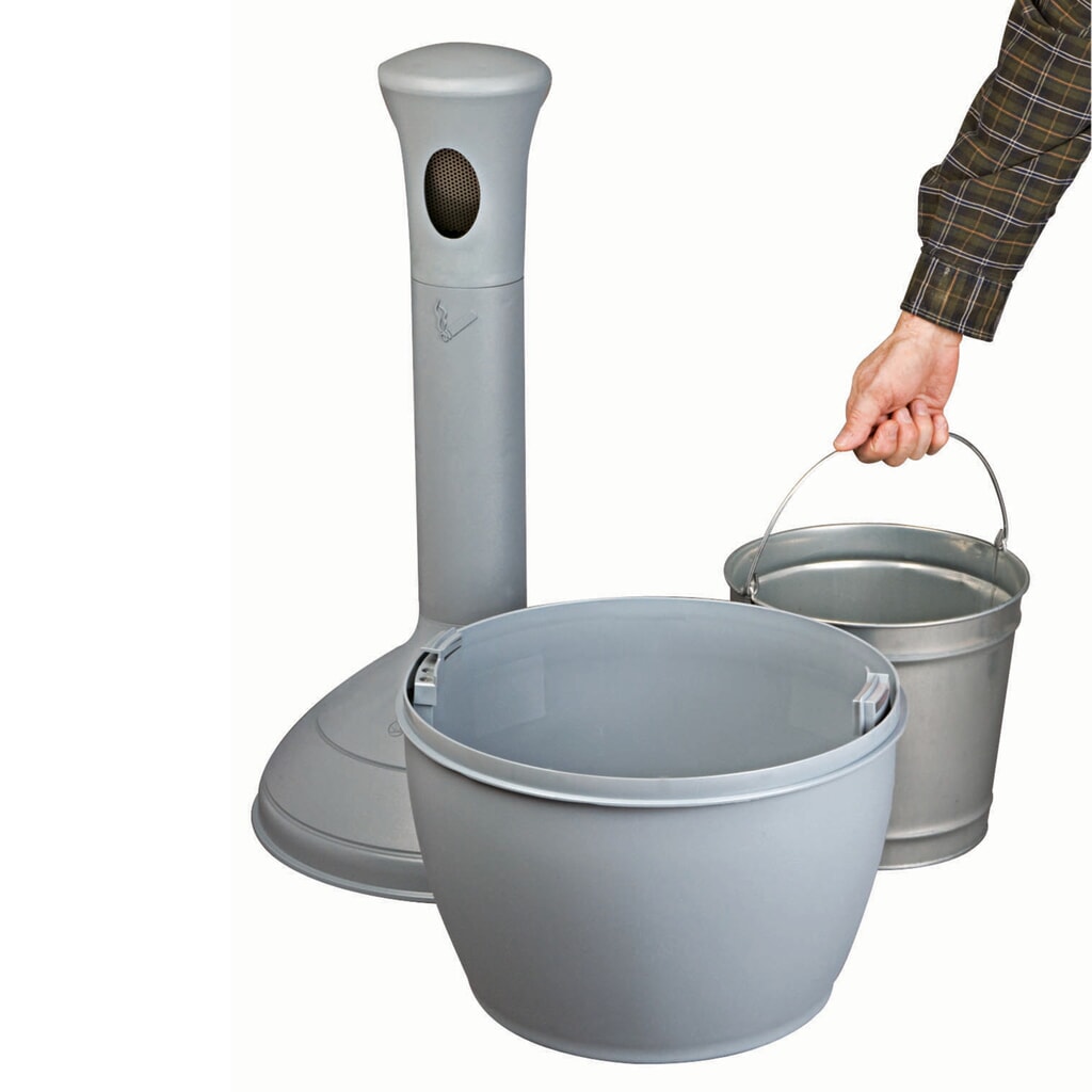 N° de l'image du produit 5 : Cendrier colonne de sécurité Justrite® Premium, auto-extinguible, 15 litres, gris