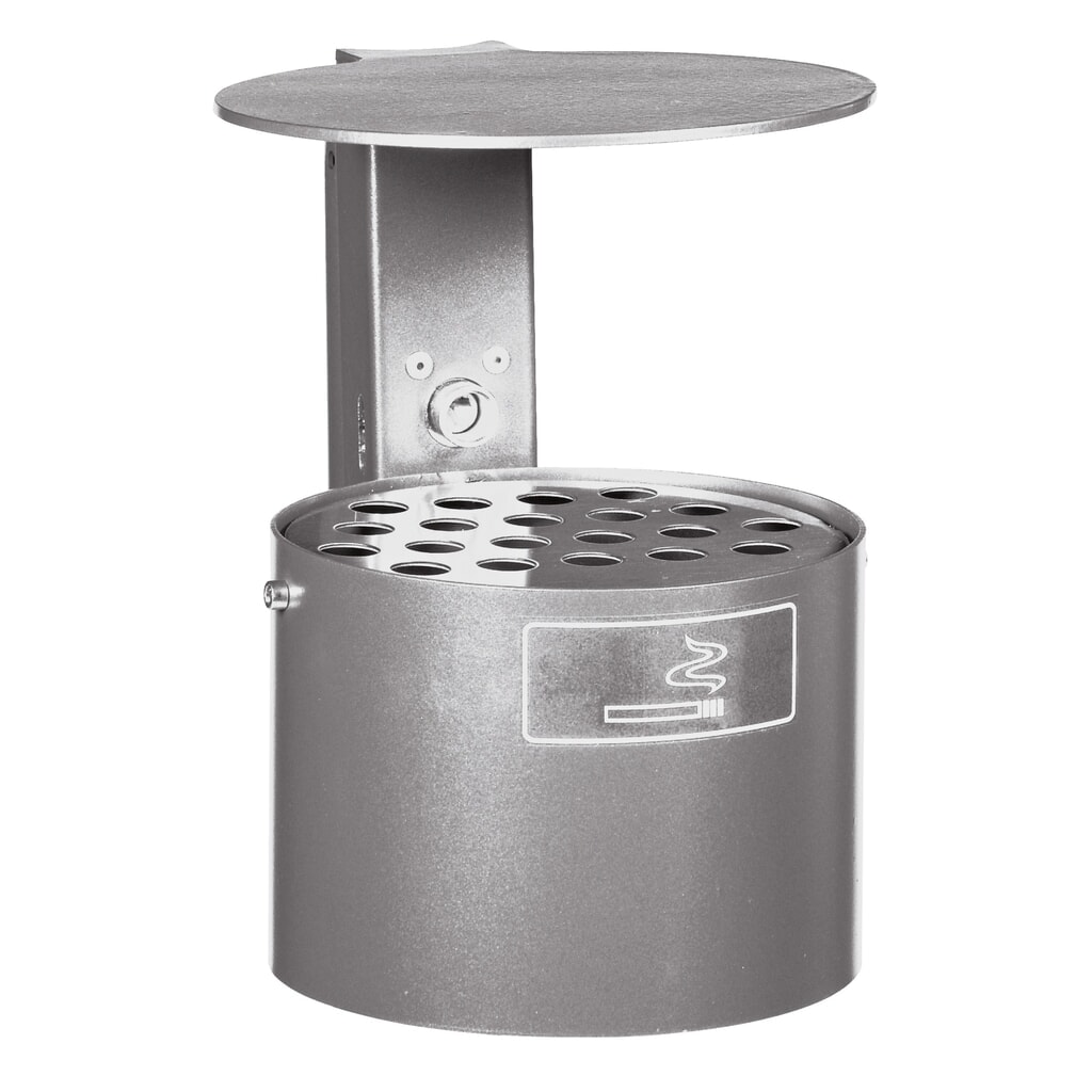 Illustration du produit: RENNER Cendrier rond, sans poteau, avec toit de protection, 4 litres, galvanisé à chaud et revêtu par poudrage, DB 703 paillettes métalliques anthracite