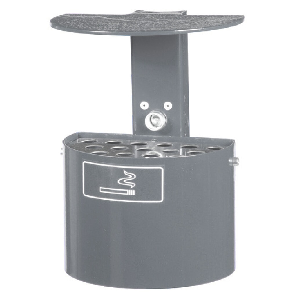 Illustration du produit: RENNER Cendrier rond pour fixation murale ou à un poteau, avec toit, sans poteau, 2 litres, DB 703 paillettes métalliques anthracite