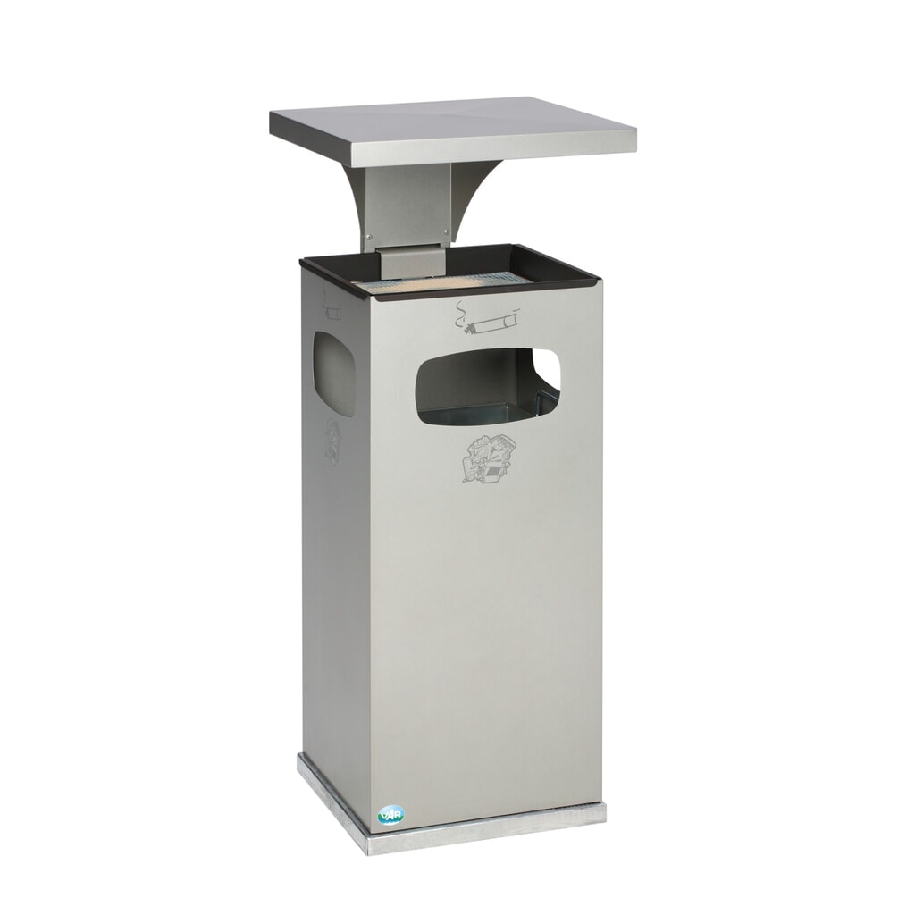 Cendrier VAR® pour montage au sol, modèle combiné, 38 litres, blanc trafic N° de l'image du produit 2 : Cendrier VAR® pour montage au sol, modèle combiné, 38 litres, blanc trafic