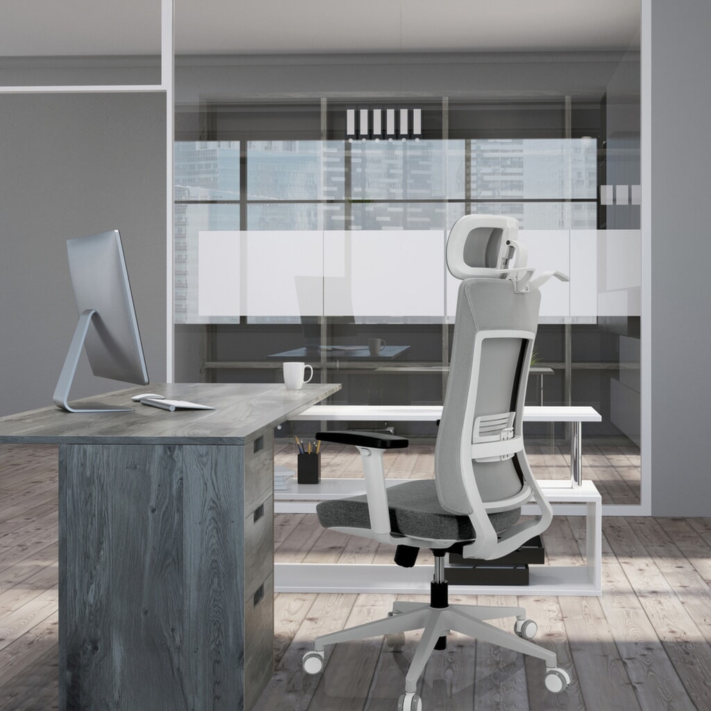 N° de l'image du produit 4 : Siège de bureau / siège pivotant hjh OFFICE COMFIO WMH maille / tissu, gris