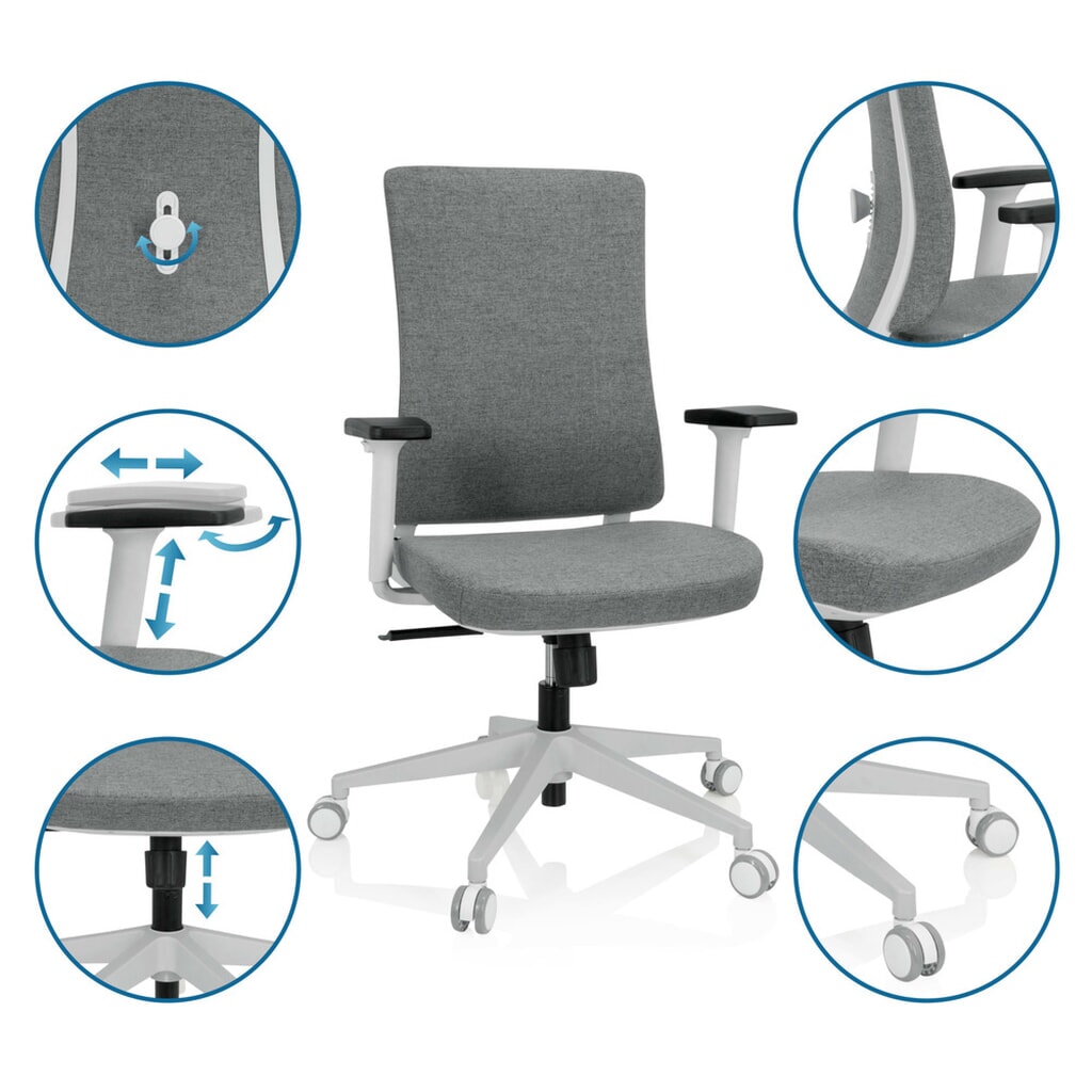 Chaise de bureau / chaise pivotante hjh OFFICE COMFIO WP tissu, gris N° de l'image du produit 3 : Chaise de bureau / chaise pivotante hjh OFFICE COMFIO WP tissu, gris