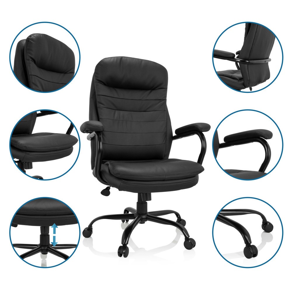 N° de l'image du produit 3 : Chaise de bureau / fauteuil de direction hjh OFFICE RELAX XXL B PU, noir