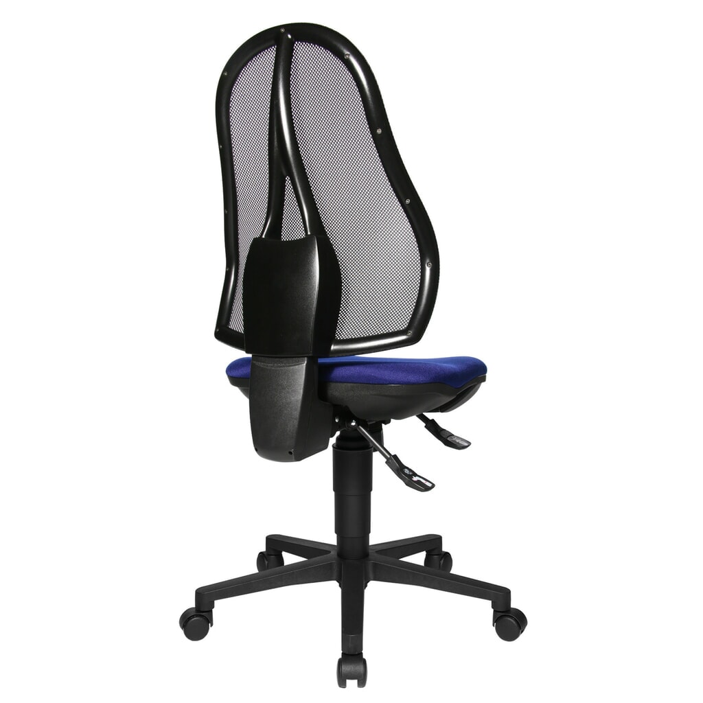 Chaise de bureau pivotante Topstar® Open Point Syncro, chaise ergonomique, dossier en mesh, bleu N° de l'image du produit 4 : Chaise de bureau pivotante Topstar® Open Point Syncro, chaise ergonomique, dossier en mesh, bleu