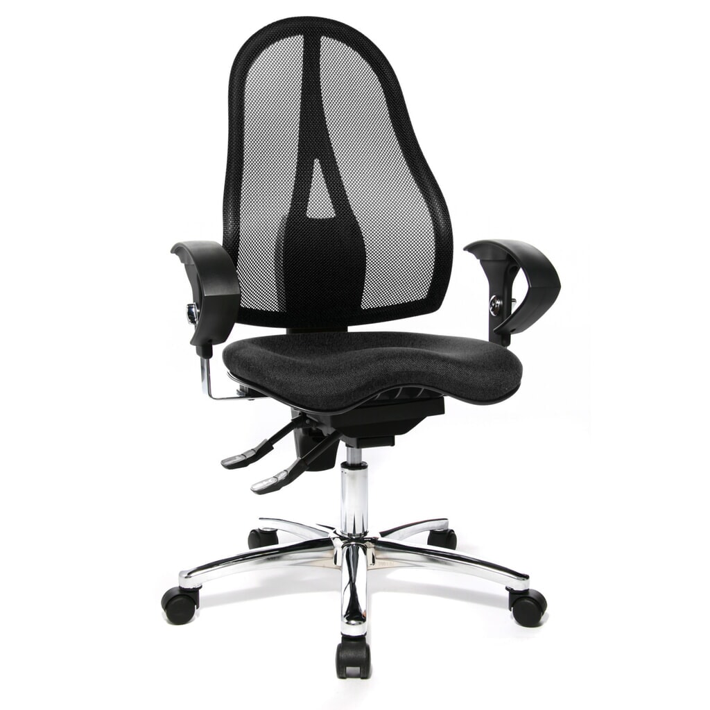 Chaise de bureau pivotante Topstar® Ortho 15, dossier en mesh, accoudoirs réglables en hauteur, anthracite N° de l'image du produit 3 : Chaise de bureau pivotante Topstar® Ortho 15, dossier en mesh, accoudoirs réglables en hauteur, anthracite