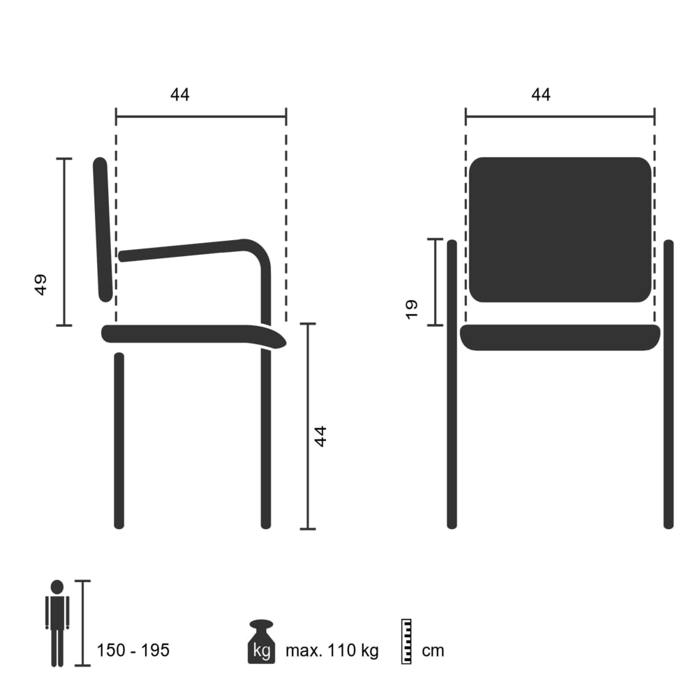 N° de l'image du produit 5 : Chaise de conférence / chaise-visiteur hjh OFFICE BORNE V PU, noir