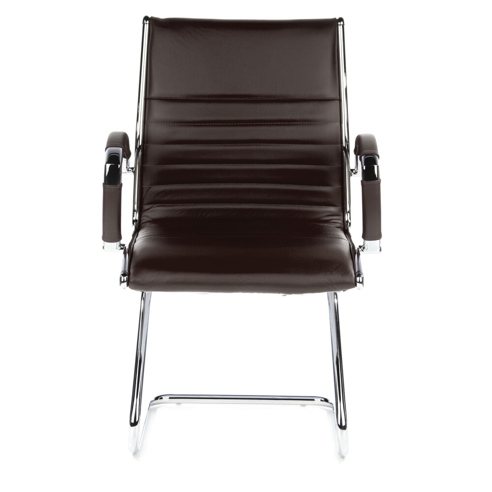 N° de l'image du produit 1 : Chaise de conférence / fauteuil suspendu hjh OFFICE PARMA V cuir, brun chromé