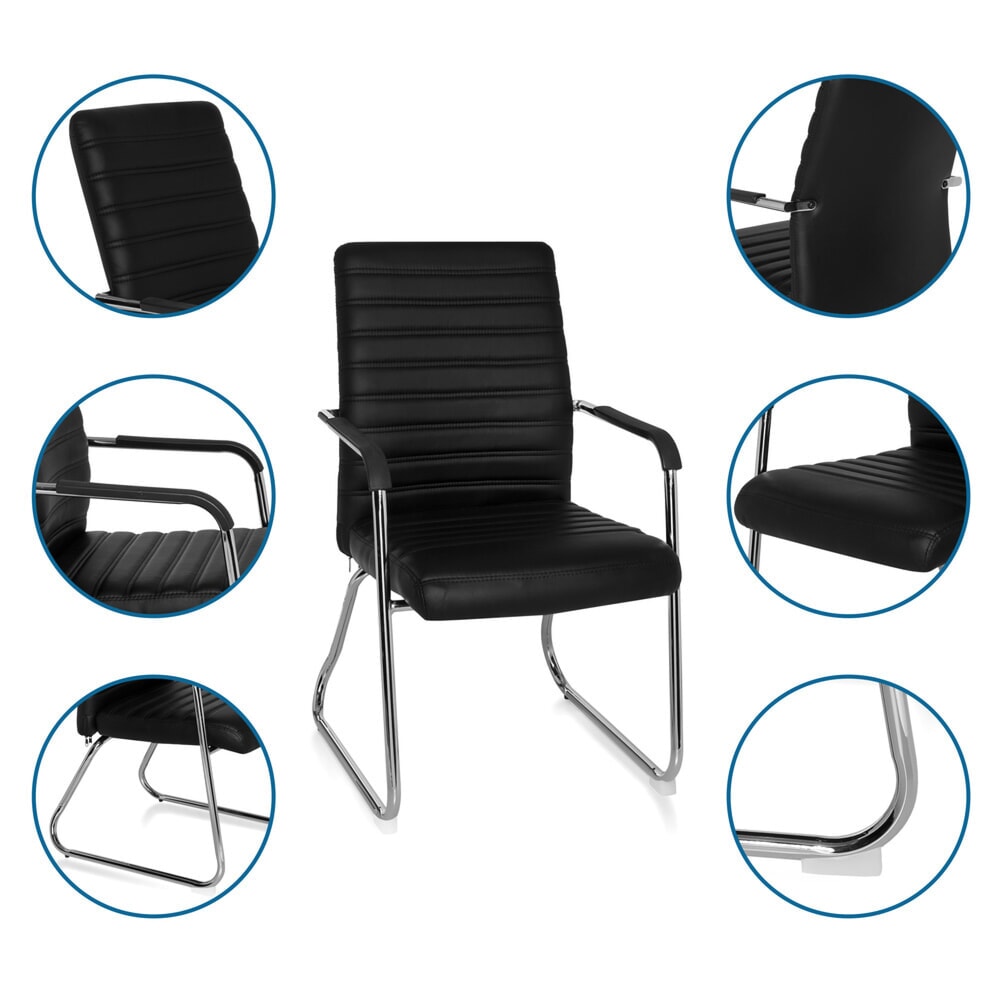 N° de l'image du produit 2 : Chaise de conférence / chaise à patins hjh OFFICE / STEEL V PU, noir