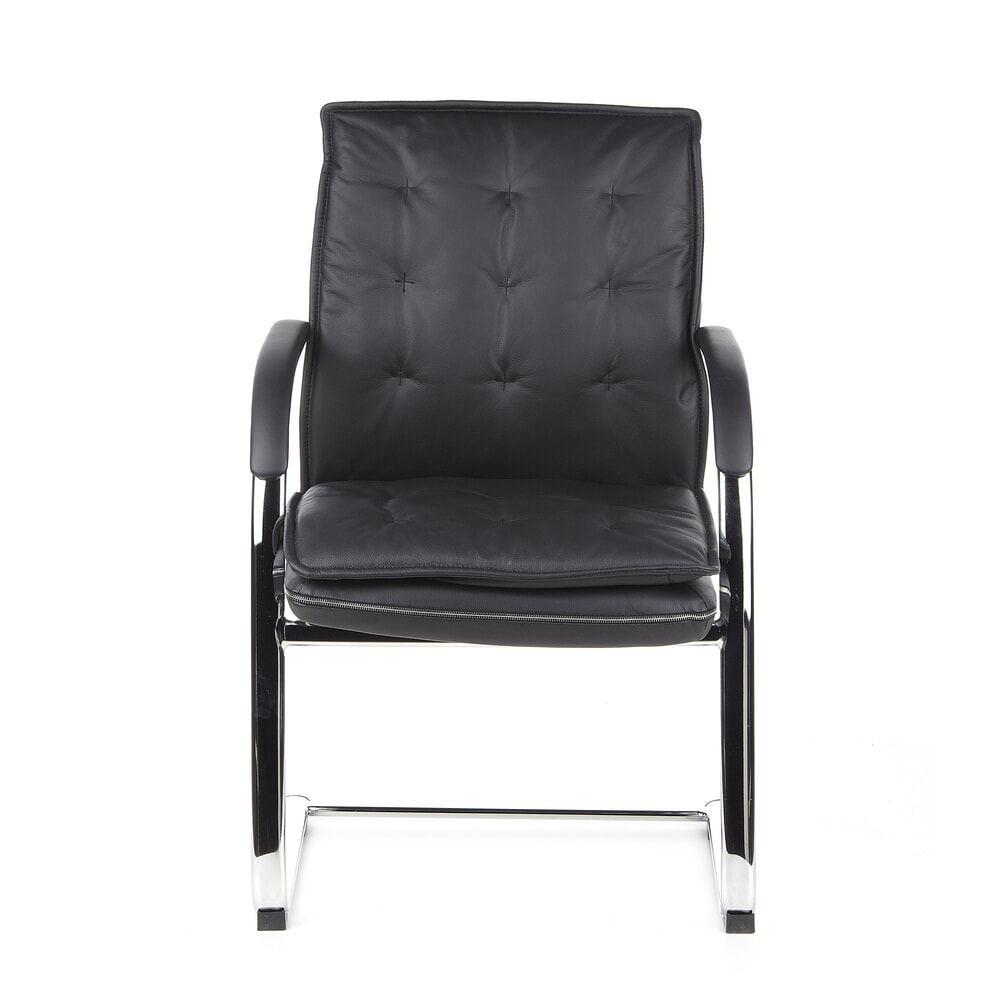 Illustration du produit: Chaise de conférence / fauteuil suspendu hjh OFFICE VILLA V cuir nappa, noir