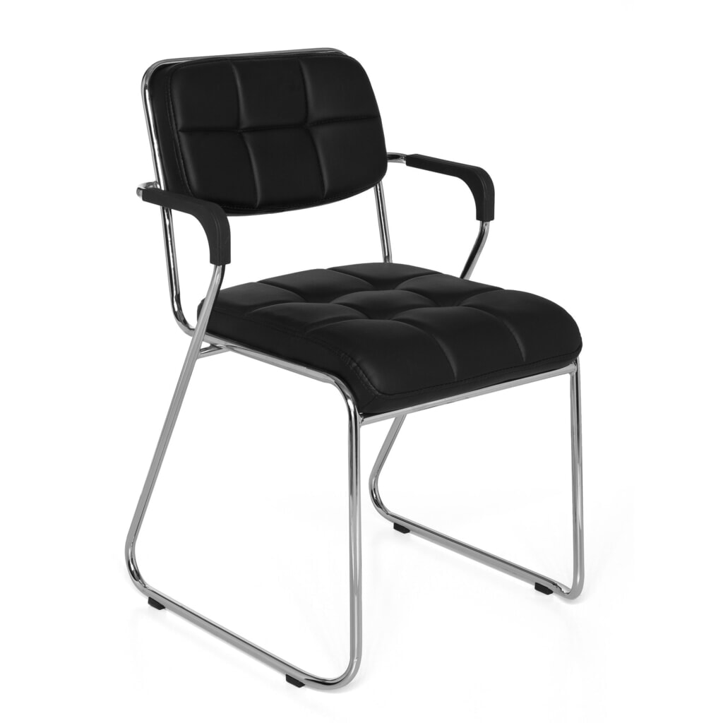 Chaise de conférence / chaise à patins hjh OFFICE/ ZANTA PU, noir N° de l'image du produit 2 : Chaise de conférence / chaise à patins hjh OFFICE/ ZANTA PU, noir