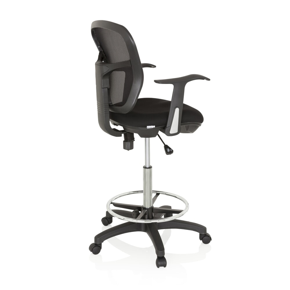 N° de l'image du produit 4 : Siège de travail / siège de comptoir hjh OFFICE TOP WORK 108 tissu/maille, noir