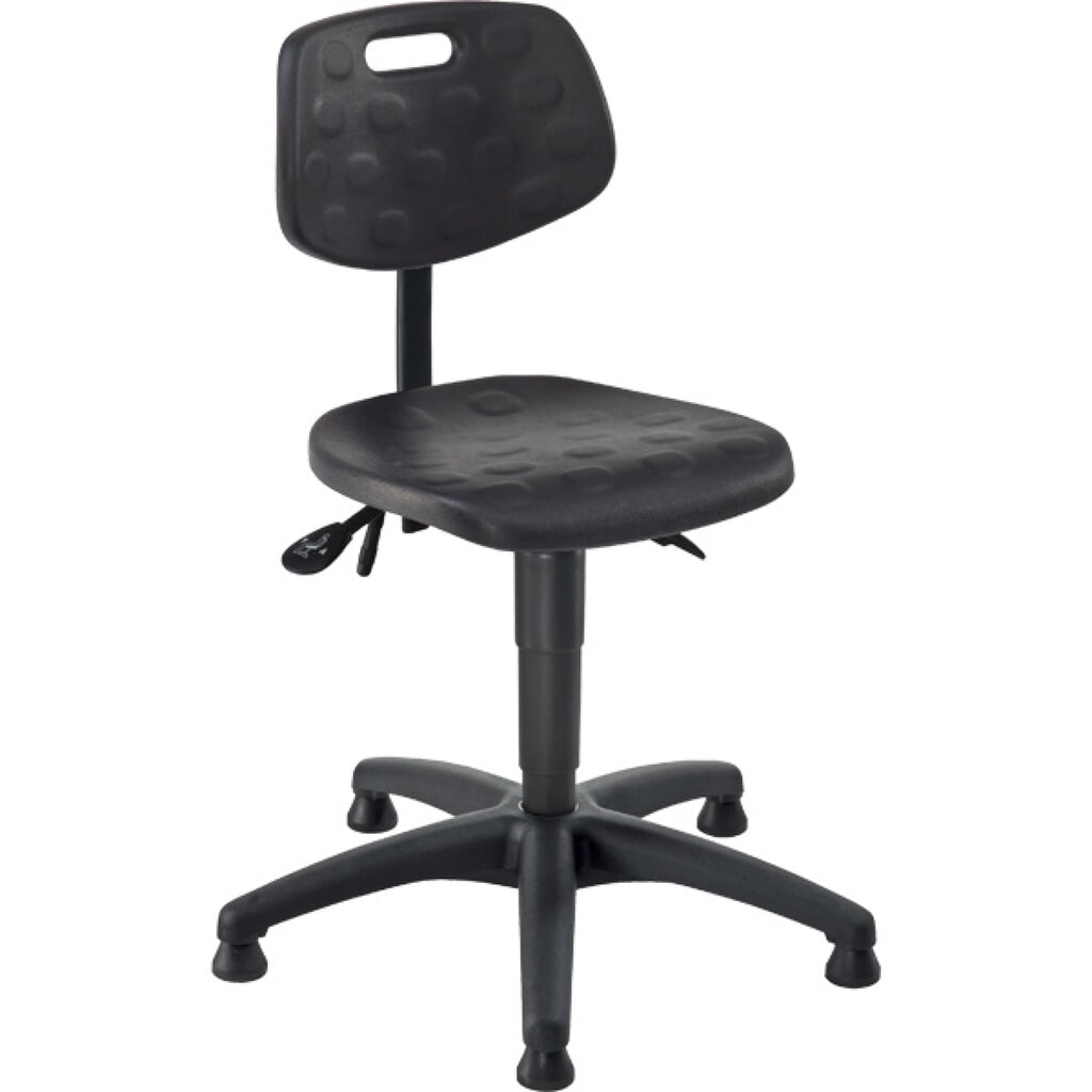 Chaise de travail pivotante Ability en polyuréthane, hauteur d’assise 470-610 mm, base plastique, patins Illustration du produit: Chaise de travail pivotante Ability en polyuréthane, hauteur d’assise 470-610 mm, base plastique, patins