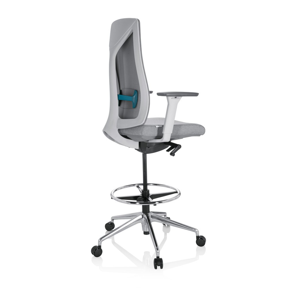 N° de l'image du produit 4 : Siège de travail / tabouret de travail hjh OFFICE HALIFAX WORK tissu/maille, gris