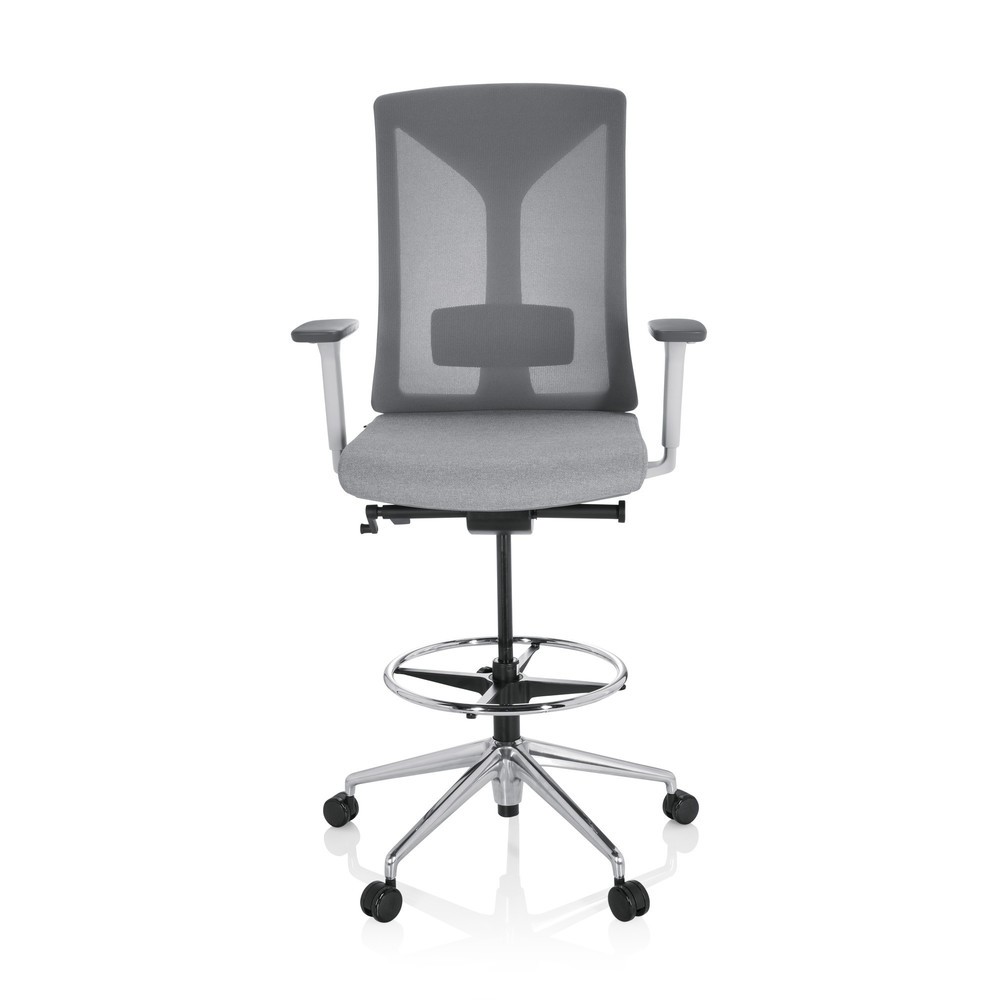 N° de l'image du produit 1 : Siège de travail / tabouret de travail hjh OFFICE HALIFAX WORK tissu/maille, gris