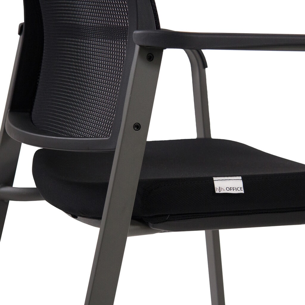 N° de l'image du produit 3 : Chaise-visiteur / chaise de conférence hjh OFFICE MEET gris maille/tissu, noir