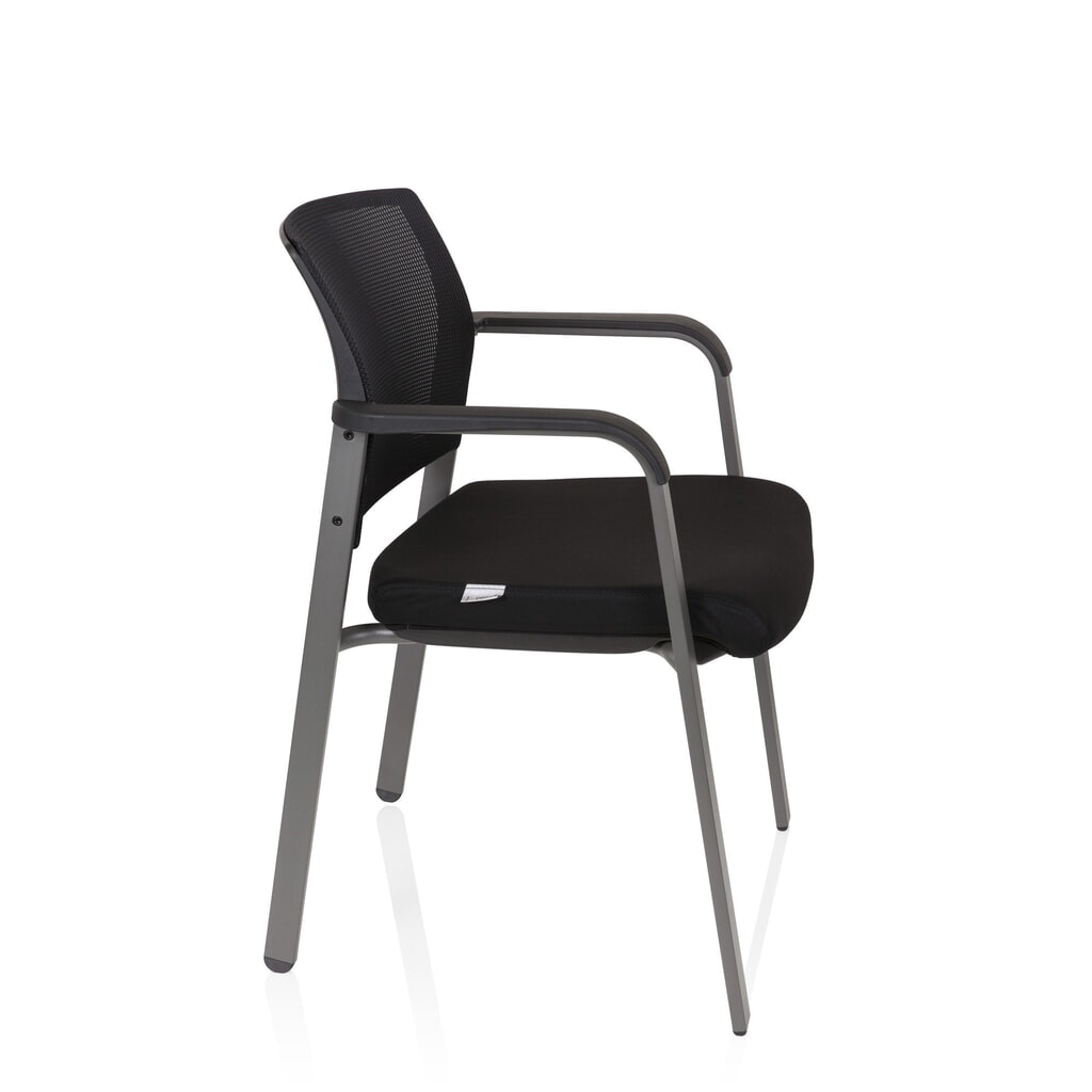 Chaise-visiteur / chaise de conférence hjh OFFICE MEET gris maille/tissu, noir N° de l'image du produit 6 : Chaise-visiteur / chaise de conférence hjh OFFICE MEET gris maille/tissu, noir
