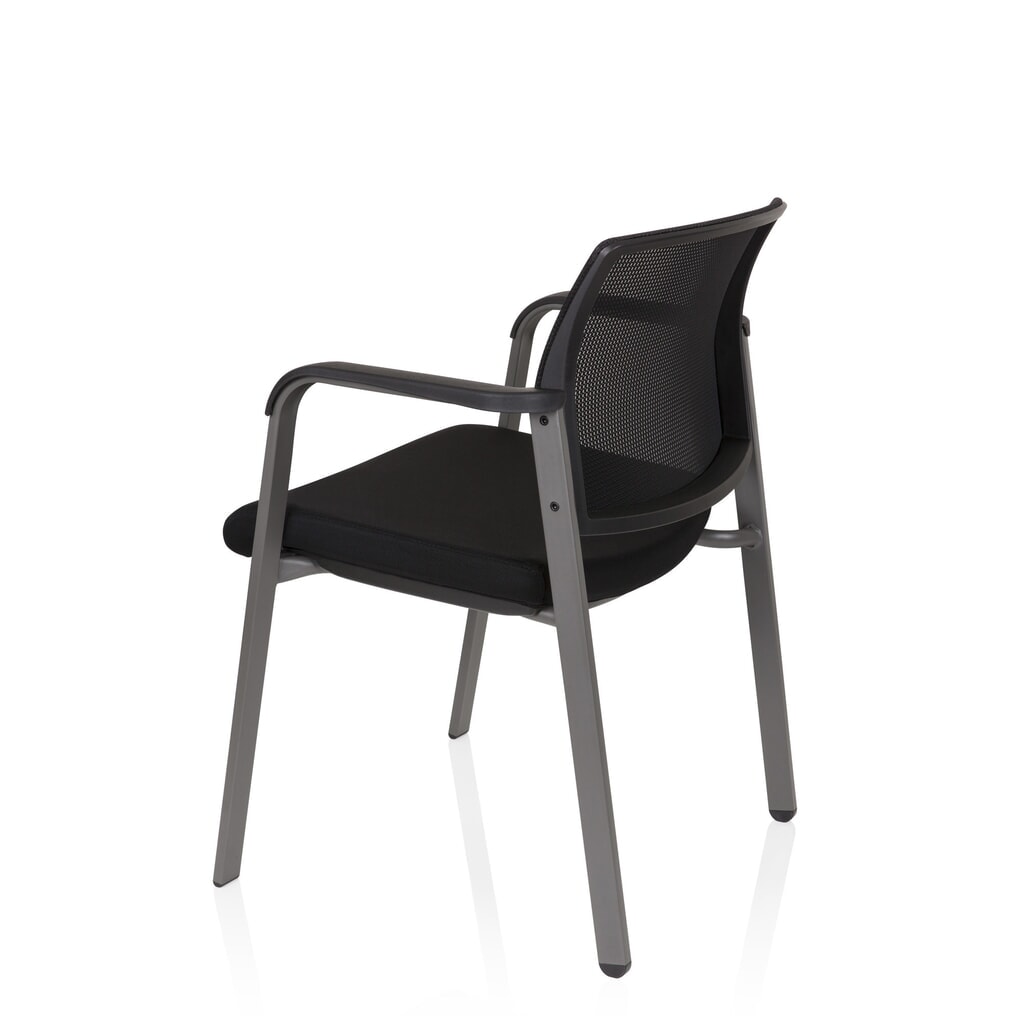 N° de l'image du produit 10 : Chaise-visiteur / chaise de conférence hjh OFFICE MEET gris maille/tissu, noir