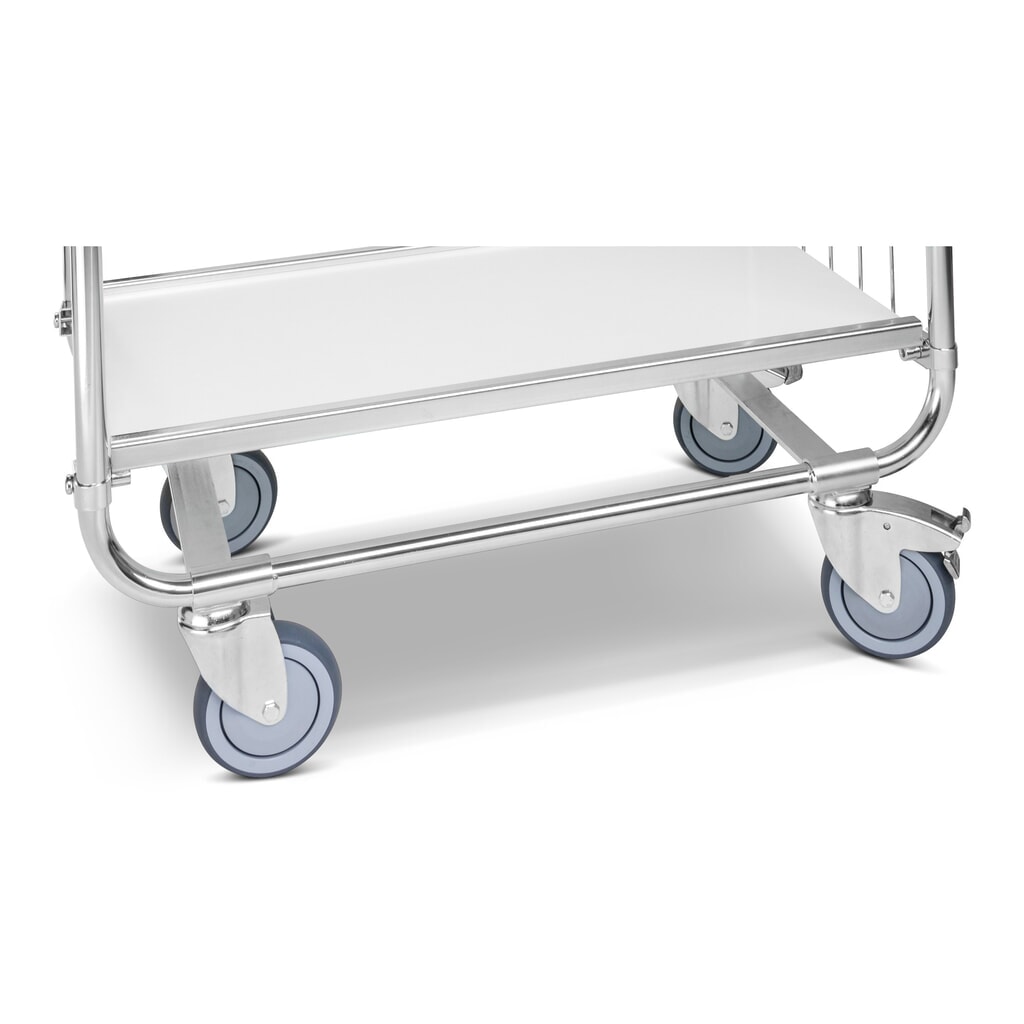 N° de l'image du produit 2 : Chariot à étagères, galvanisé, 2 parois grillagées, haute face avant, 2 plateaux stratifiés de 1 200 x 425 mm