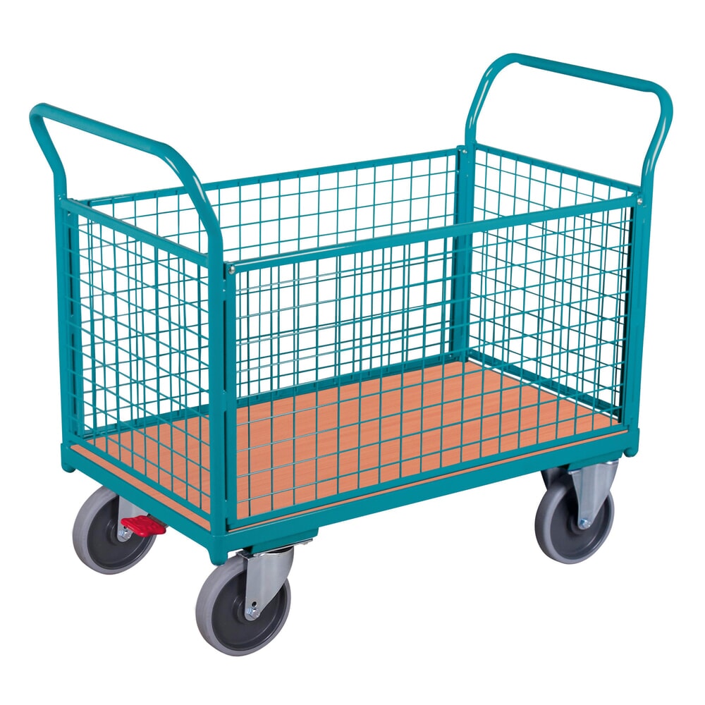 Illustration du produit: Chariot à plate-forme Ameise®, 4 côtés avec parois grillagées, surface de chargement l x P 652 x 1 000 mm
