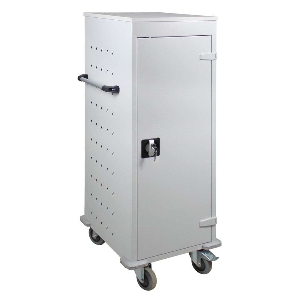 Illustration du produit: Chariot coffre-fort pour ordinateurs portables/tablettes, HxlxP 1.250 x 530 x 500 mm, 10 compartiments, alimentation électrique y compris
