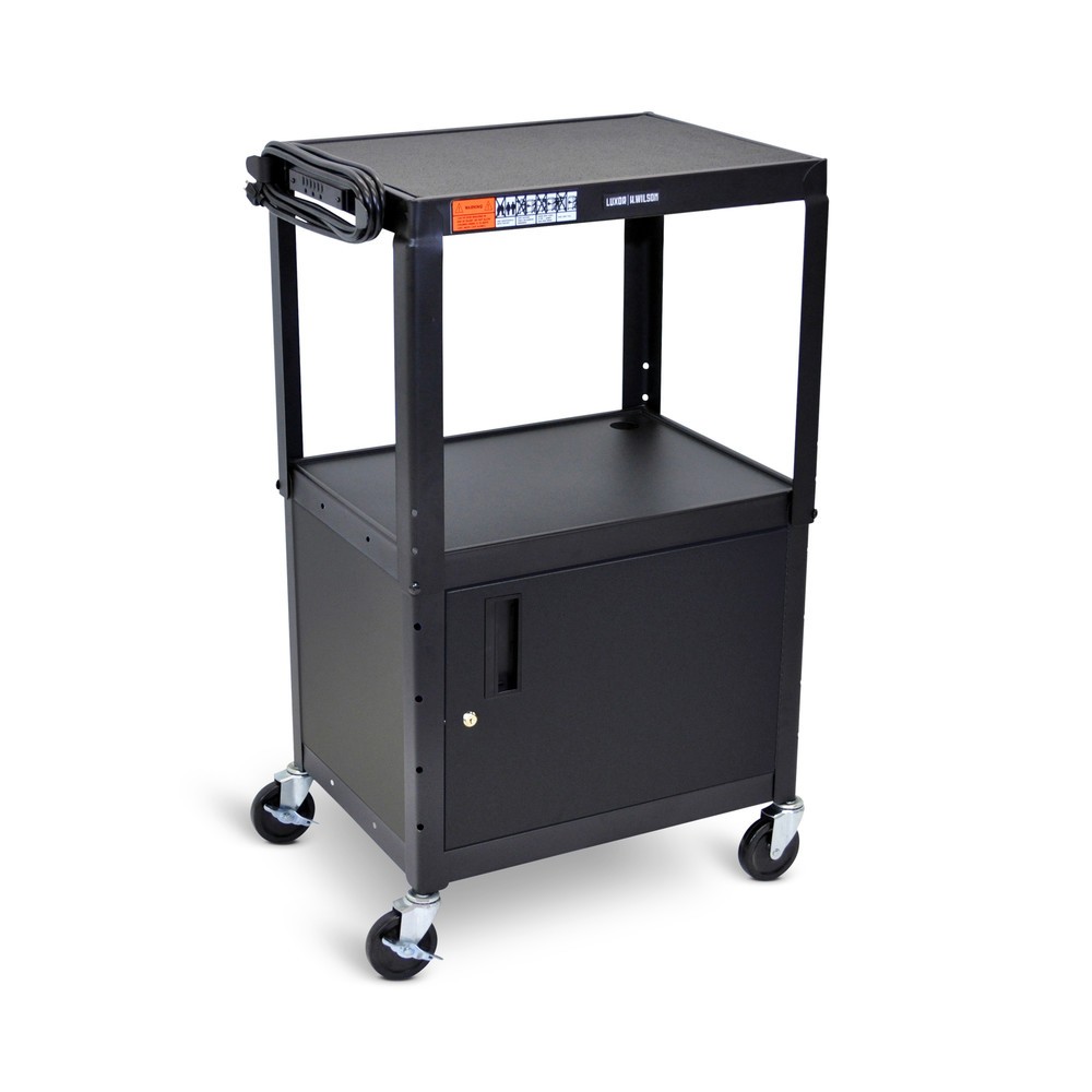 Illustration du produit: Chariot de bureau et à dossiers, 3 étagères, avec meuble bas, noir