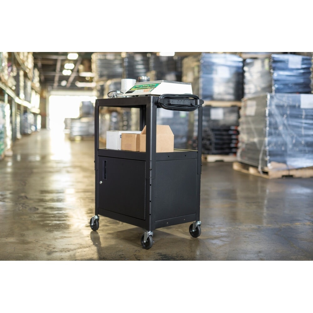 N° de l'image du produit 3 : Chariot de bureau et à dossiers, 3 étagères, avec meuble bas, noir