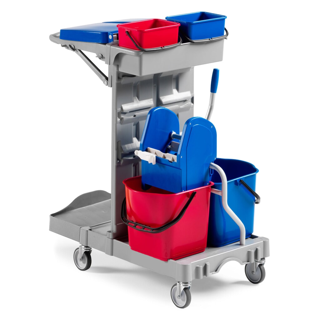 Chariot de nettoyage Poly II, 2x 15 litres presse à serpillière + 2x 4 litres Illustration du produit: Chariot de nettoyage Poly II, 2x 15 litres presse à serpillière + 2x 4 litres