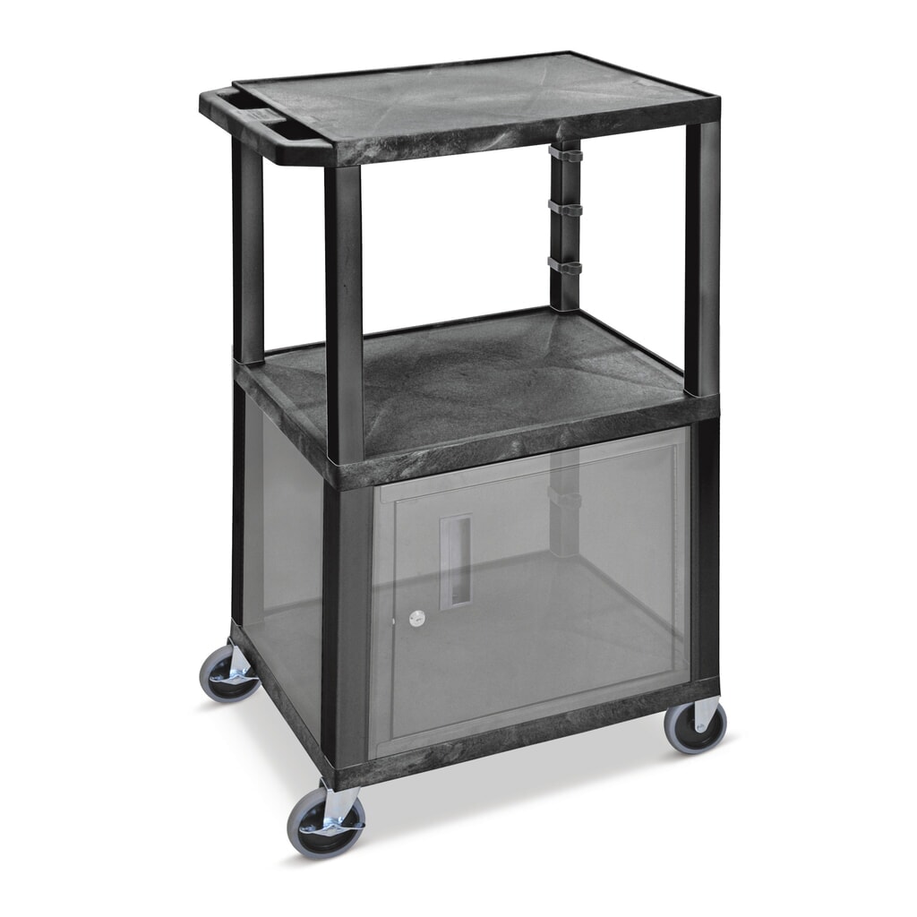 Illustration du produit: Chariot de transport en plastique, 3 niveaux, capacité de charge 150 kg, noir