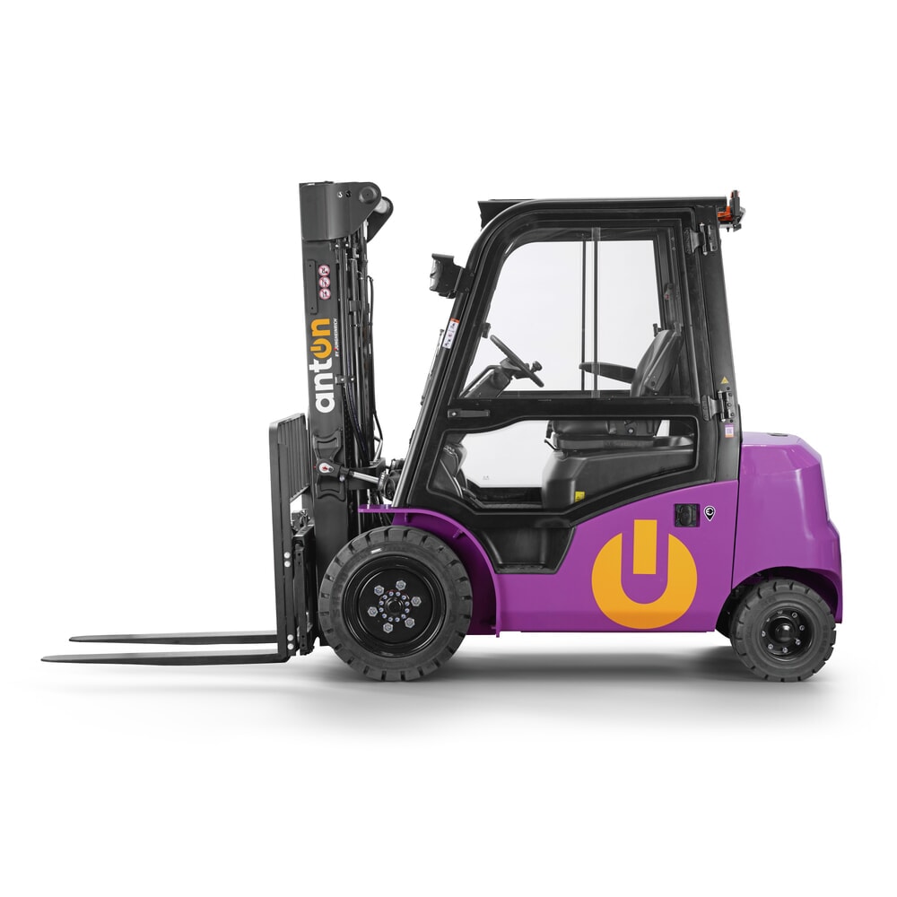 N° de l'image du produit 4 : AntOn by Jungheinrich chariot élévateur électrique CBH 3.0 avec mât télescopique triple, hauteur de levage 4 800 mm, capacité de charge 3 000 kg, cabine intempéries Comfort, y compris chargeur externe 80 V, 60 A, CEE, 4 broches