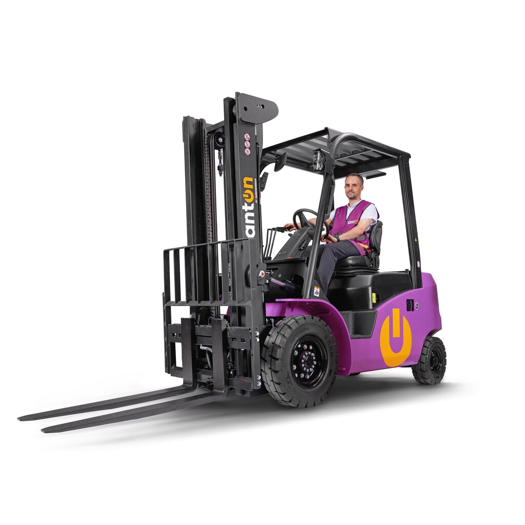 N° de l'image du produit 1 : AntOn by Jungheinrich chariot élévateur électrique CBH 2.5 avec mât télescopique double, hauteur de levage 3 300 mm, capacité de charge 2.500 kg, y compris chargeur externe 80 V, 100 A, CEE, 5 broches