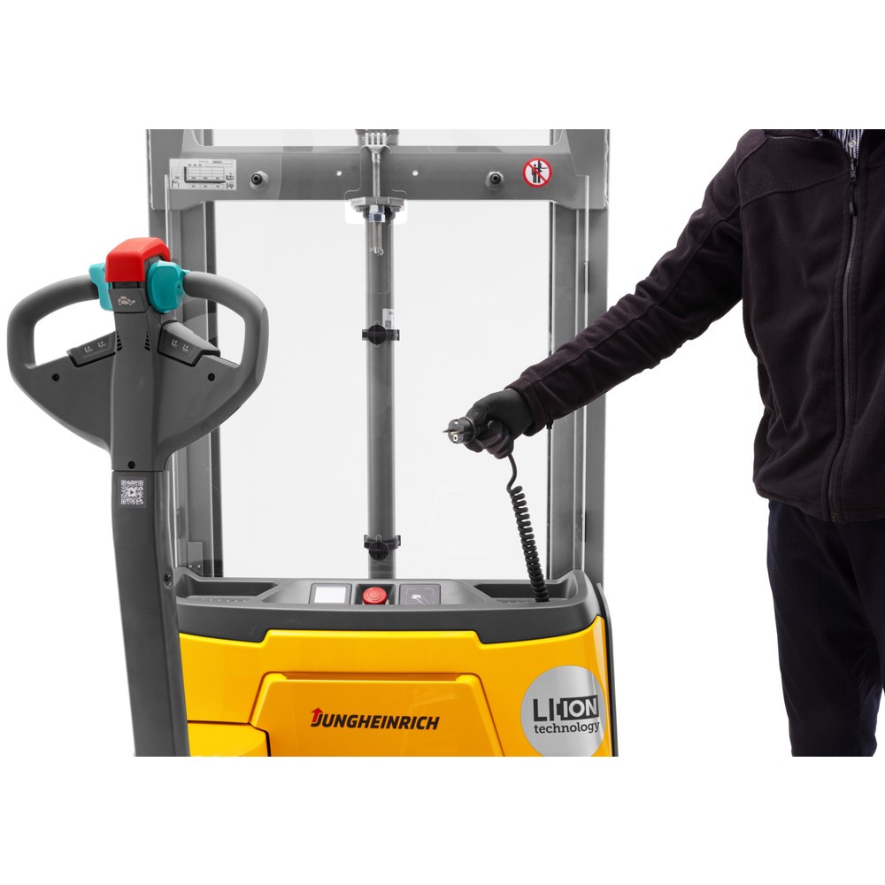 N° de l'image du produit 3 : Gerbeur électrique Jungheinrich EJC 010i ZT, mât télescopique double, hauteur de levage 2 390 mm, capacité de charge 1 000 kg, système de levée proportionnelle