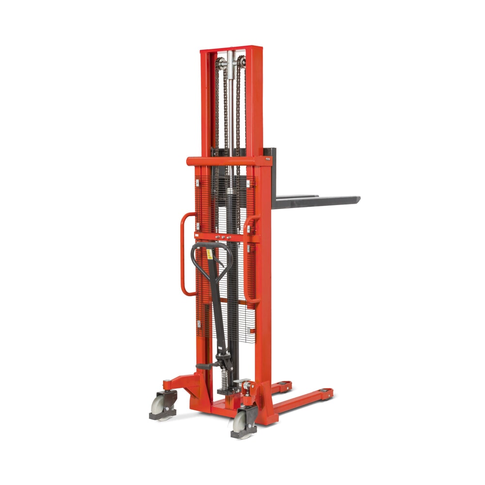 N° de l'image du produit 1 : Chariot élévateur hydraulique BASIC PSM 1.0 avec mât télescopique double, hauteur de levage 2 500 mm, capacité de charge 1 000 kg