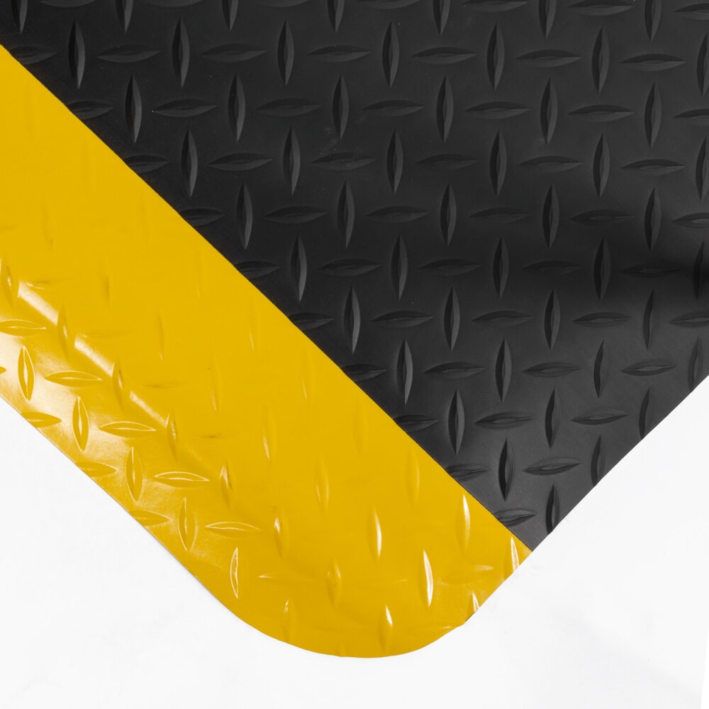 N° de l'image du produit 3 : Tapis anti-fatigue COBA Deckplate ReGen70, bi-couche, noir/jaune, l × L 600 x 900 mm