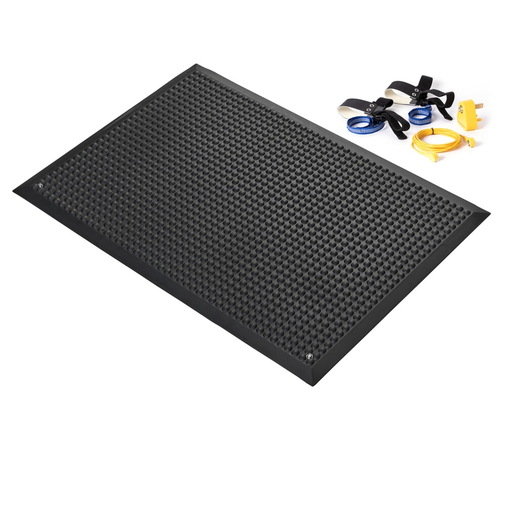 N° de l'image du produit 1 : COBA Tapis anti-fatigue COBAelite® ESD, avec câble de mise à la terre, lxP 600 x 900 mm, noir