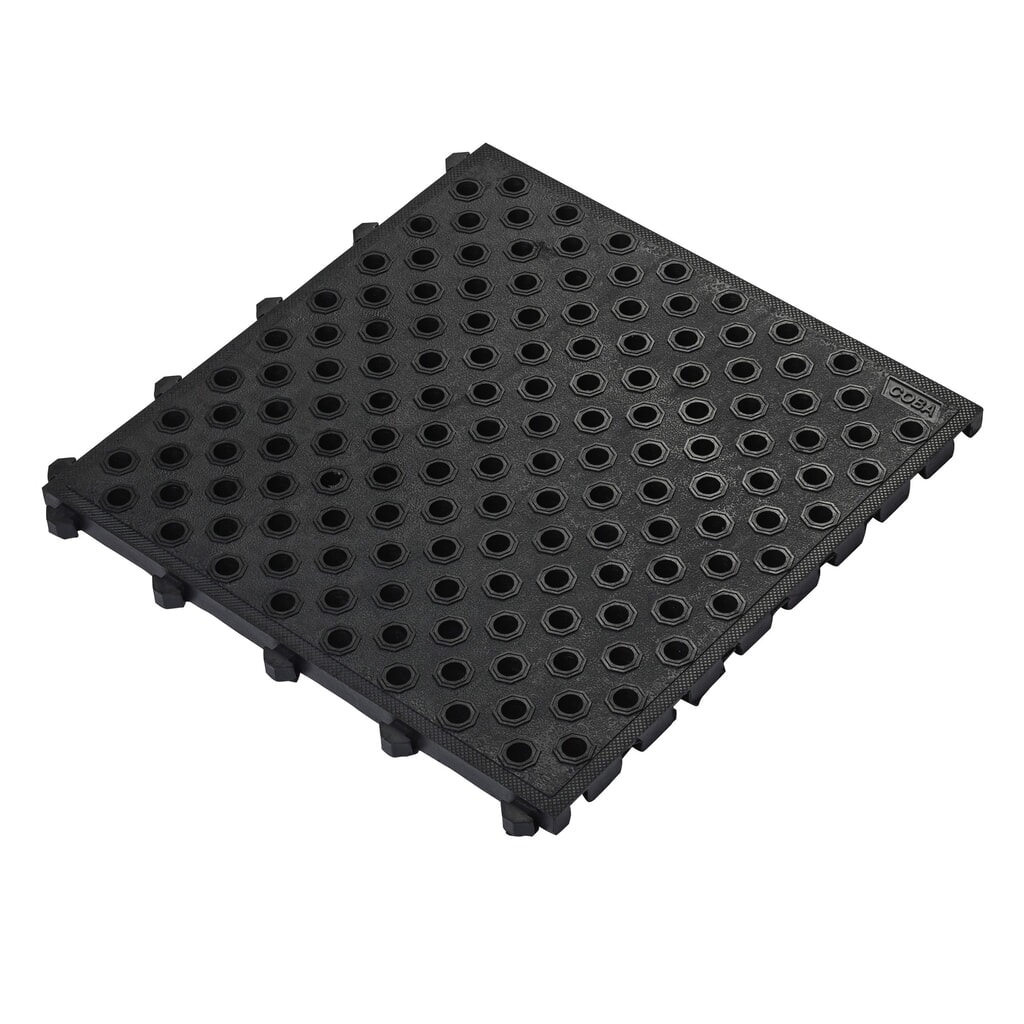 COBA Tapis anti-fatigue Fatigue Lock Premium, perforé, lxP 500 x 500 mm, noir Illustration du produit: COBA Tapis anti-fatigue Fatigue Lock Premium, perforé, lxP 500 x 500 mm, noir