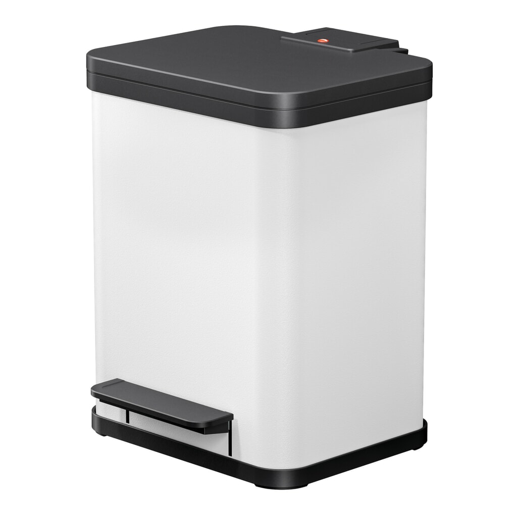 Collecteur de déchets à pédale Hailo Öko duo Plus M, 2 x 9 litres, mécanisme de fermeture amorti, blanc, mat Illustration du produit: Collecteur de déchets à pédale Hailo Öko duo Plus M, 2 x 9 litres, mécanisme de fermeture amorti, blanc, mat