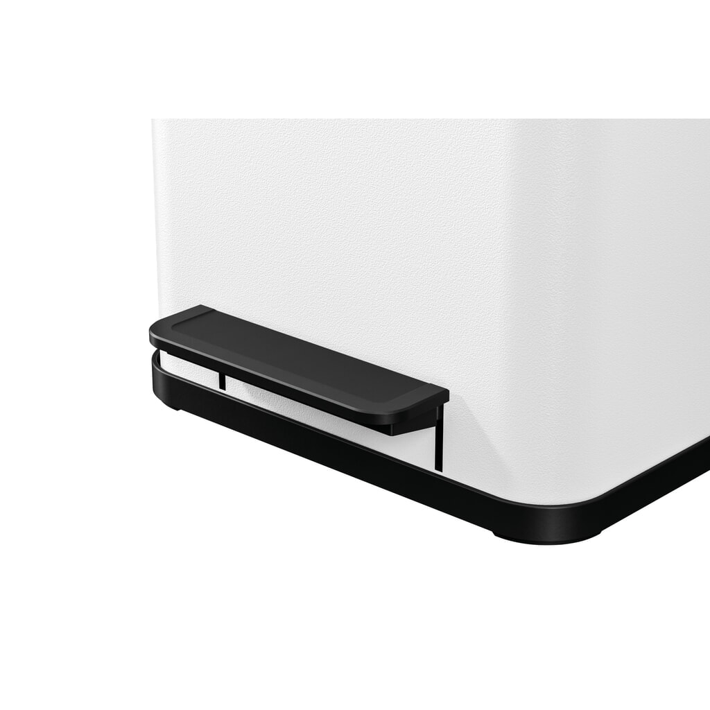 N° de l'image du produit 2 : Collecteur de déchets à pédale Hailo Öko duo Plus M, 2 x 9 litres, mécanisme de fermeture amorti, blanc, mat