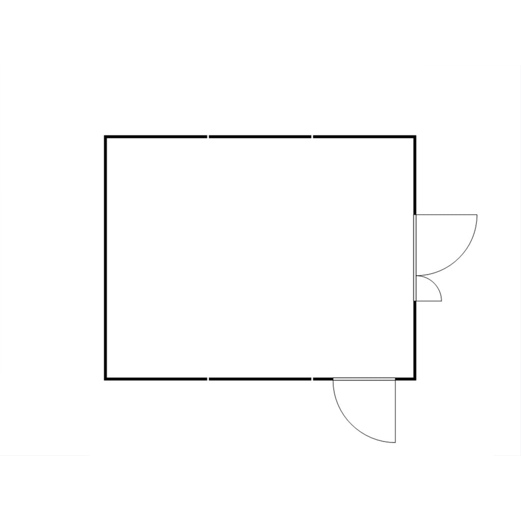 N° de l'image du produit 2 : Combinaison de conteneur de matériaux FLADAFI®, démonté, 32 m², avec plancher en bois, haut. x larg. x prof. 2 150 x 5 080 x 6 520 mm, porte à doubles battants (division asymétrique), centrée en face avant, porte supplémentaire