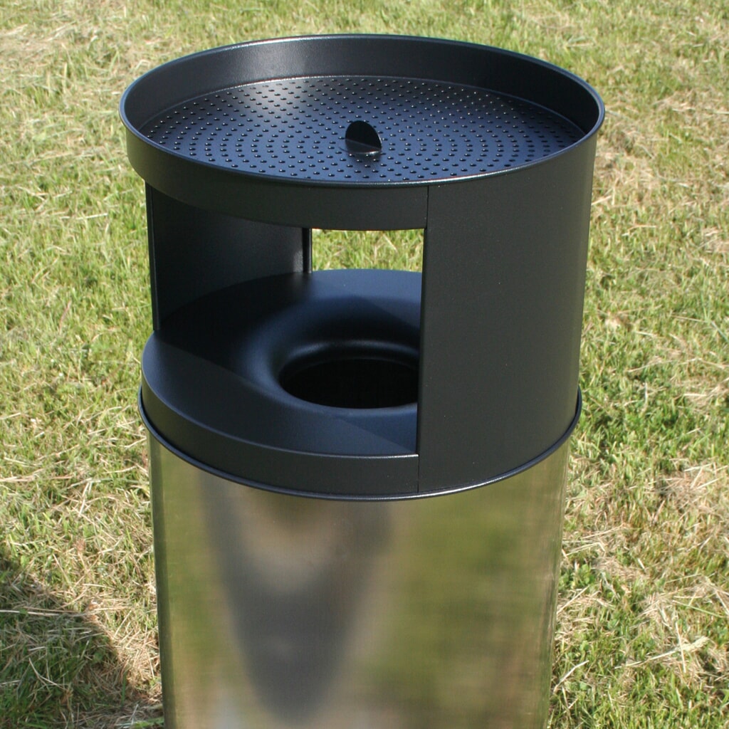 Combiné cendrier-poubelle FLORENZ, acier inoxydable, 25 litres N° de l'image du produit 2 : Combiné cendrier-poubelle FLORENZ, acier inoxydable, 25 litres