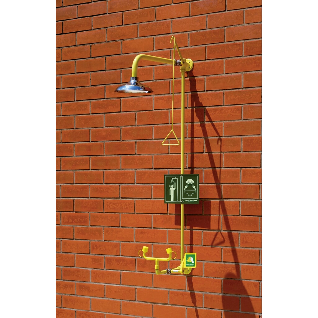 Combiné douche corporelle/douche oculaire fixe Erbstößer®, DIN EN 15154-1/-2/-5, montage mural, pommeau de douche en acier inoxydable Illustration du produit: Combiné douche corporelle/douche oculaire fixe Erbstößer®, DIN EN 15154-1/-2/-5, montage mural, pommeau de douche en acier inoxydable