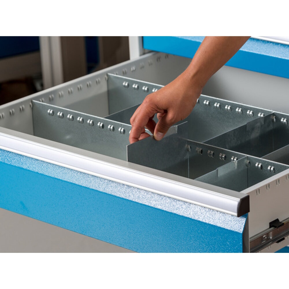 N° de l'image du produit 3 : Compartimentage de tiroir métallique pour établis en ligne Bedrunka+Hirth, pour une hauteur de façade de 150 mm, 4 compartiments