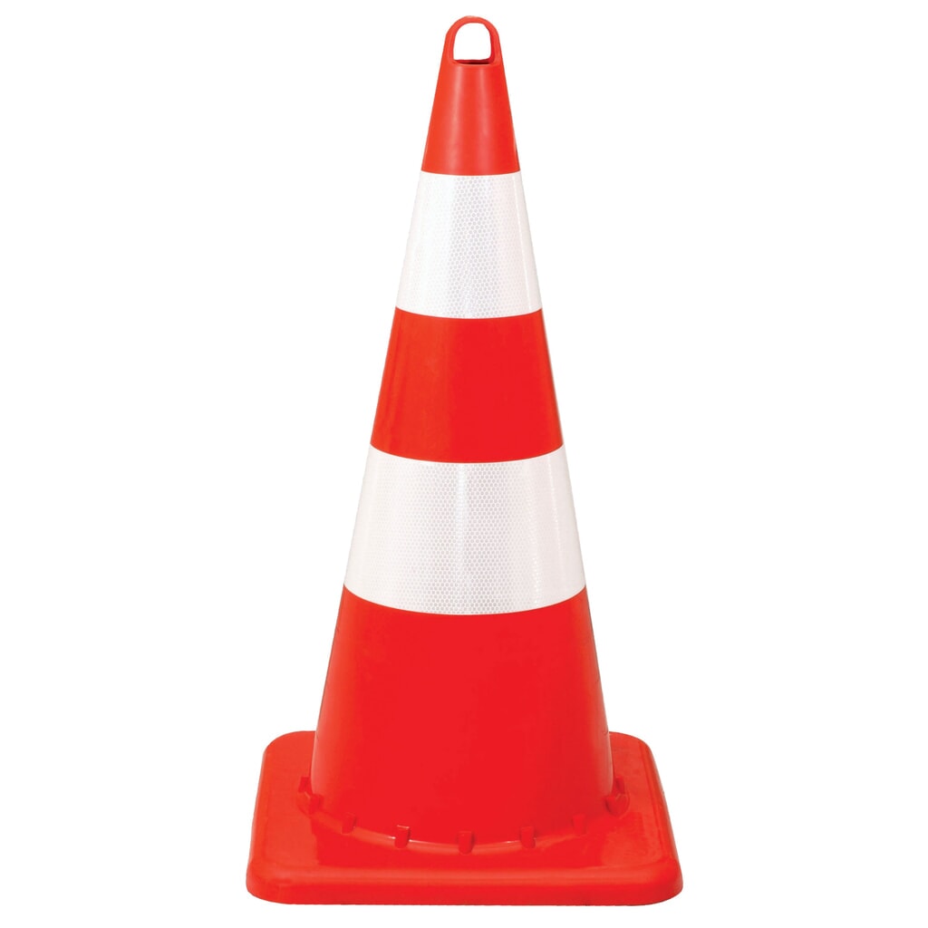 Cône de signalisation en PP, solide, rétroréfléchissant, hauteur de 750 mm, diamètre du pied : 390 mm Illustration du produit: Cône de signalisation en PP, solide, rétroréfléchissant, hauteur de 750 mm, diamètre du pied : 390 mm