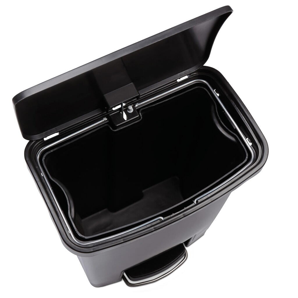 N° de l'image du produit 2 : Rubbermaid Slim Jim® Poubelle à pédale latérale large en plastique Beige 15 litres