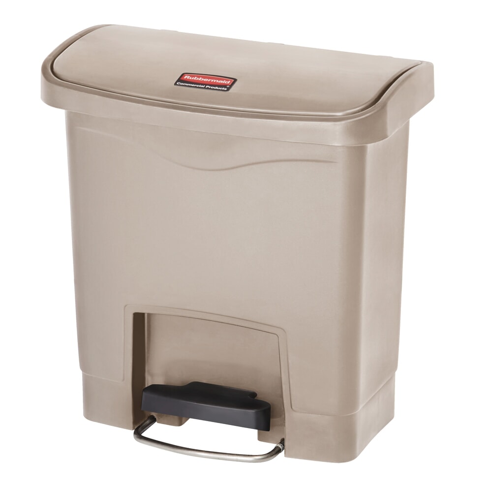 Illustration du produit: Rubbermaid Slim Jim® Poubelle à pédale latérale large en plastique Beige 15 litres