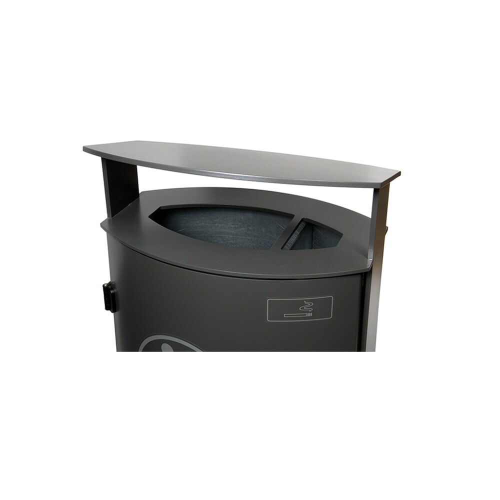 N° de l'image du produit 2 : Poubelle RENNER avec capot biseauté et cendrier modèle 7092, 70 litres, vert mousse
