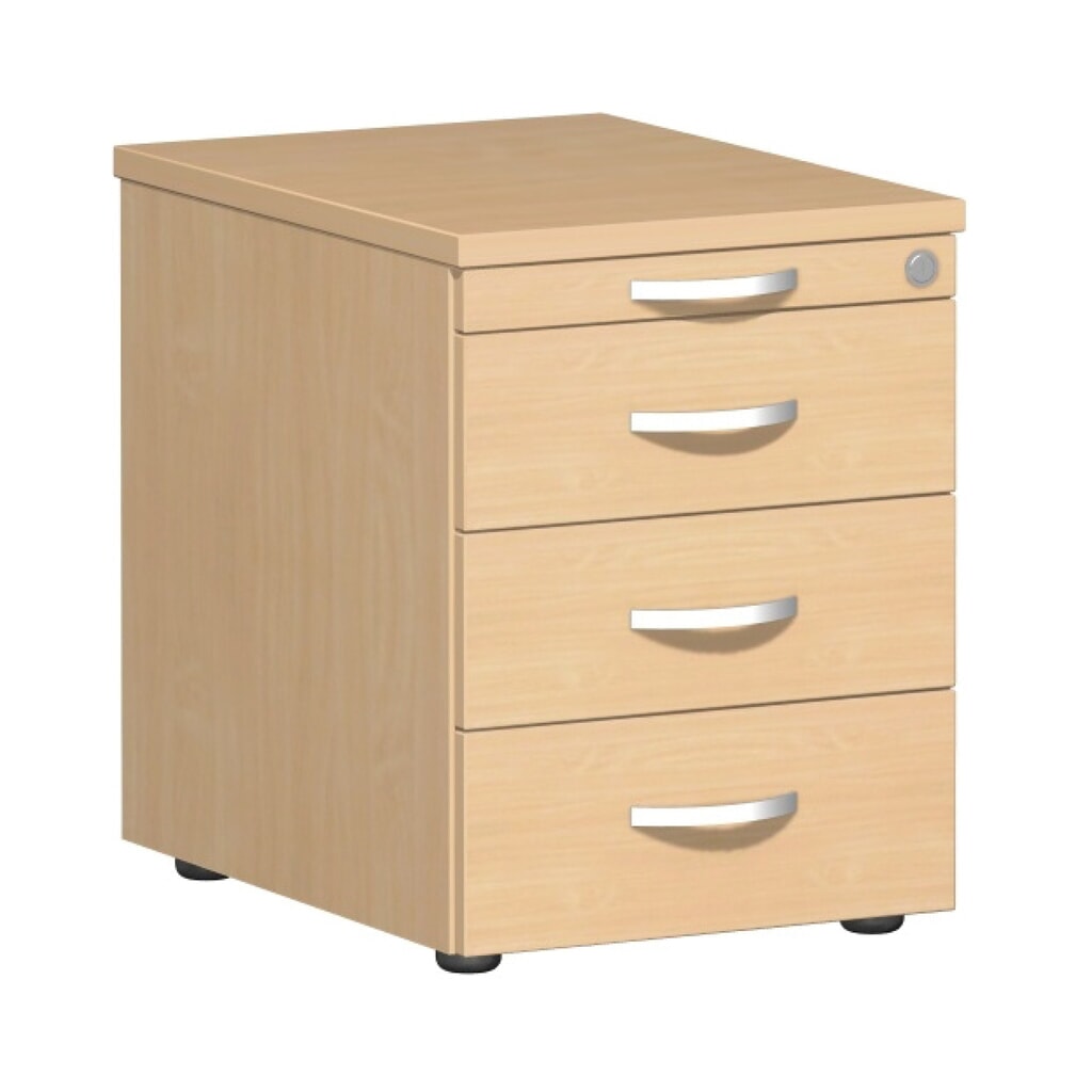 Conteneur à roulettes Lissabon, H x l x P 566 x 600 x 430 mm, 3 inserts en plastique, hêtre Illustration du produit: Conteneur à roulettes Lissabon, H x l x P 566 x 600 x 430 mm, 3 inserts en plastique, hêtre