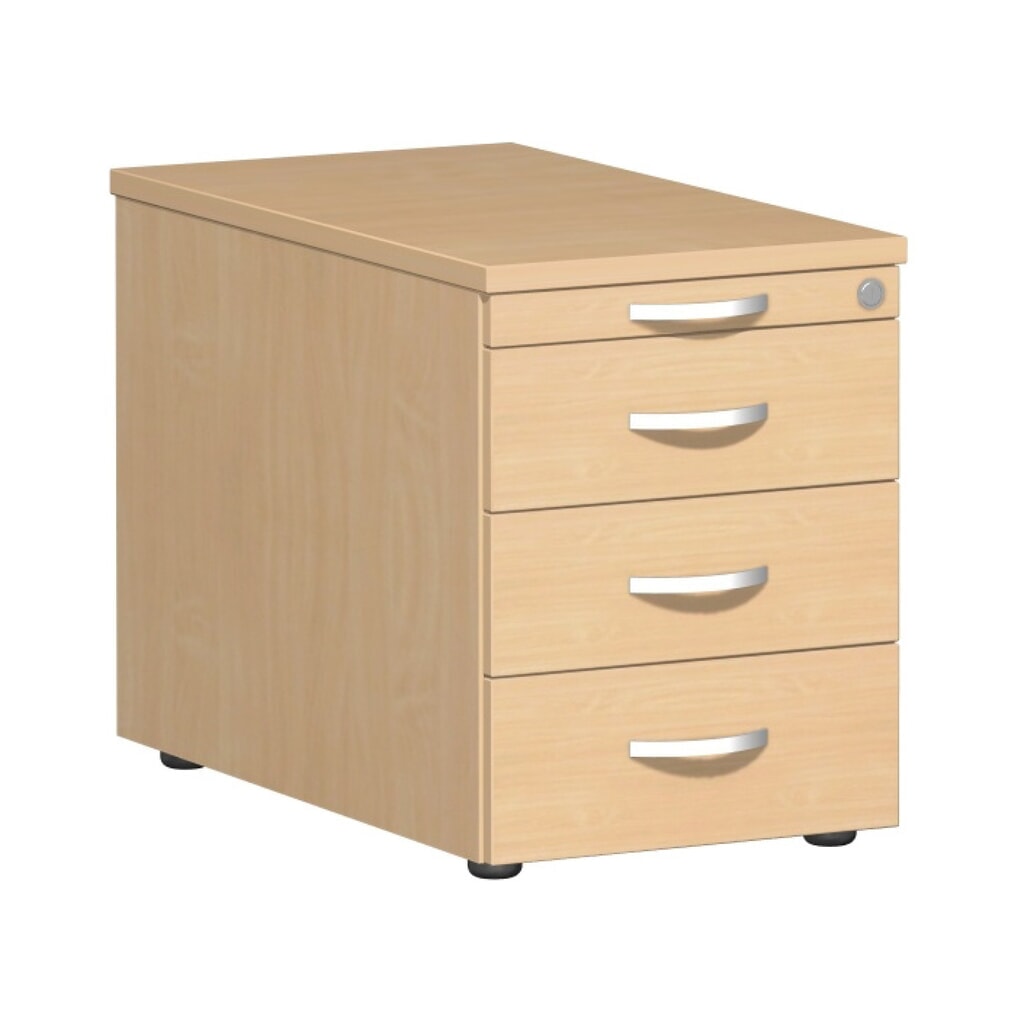 Illustration du produit: Conteneur à roulettes Lissabon, H x l x P 566 x 800 x 430 mm, 3 inserts en métal, hêtre