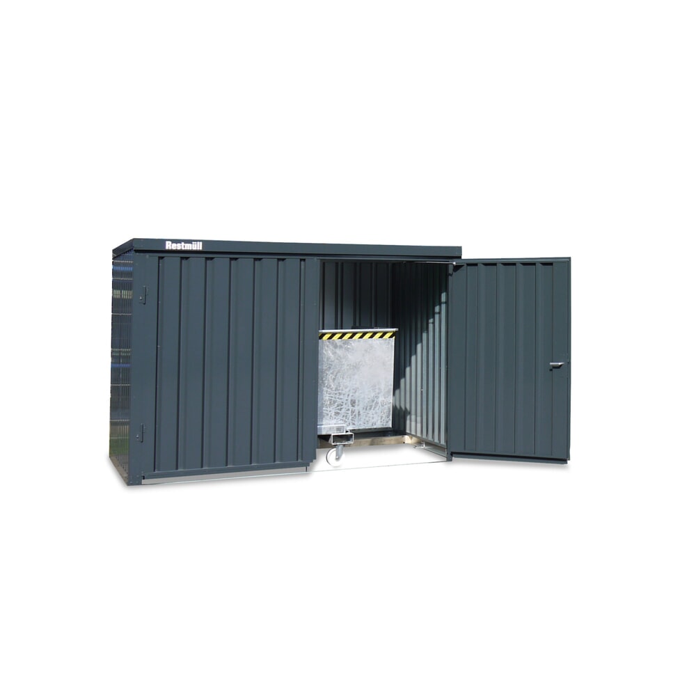 Illustration du produit: Conteneur à matériaux FLADAFI®, galvanisé, démonté, 12 m², sans étagère, haut. x larg. x prof. 2 115 x 6 080 x 2 170 mm, porte à doubles battants, centrée sur la largeur